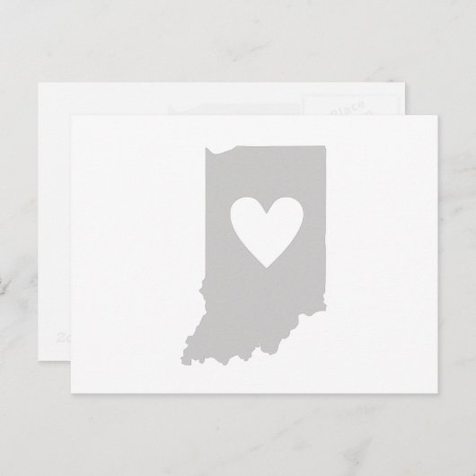 インディアナグレー州マップシェイプパーサーハート切り出し ポストカード (正面/裏面)