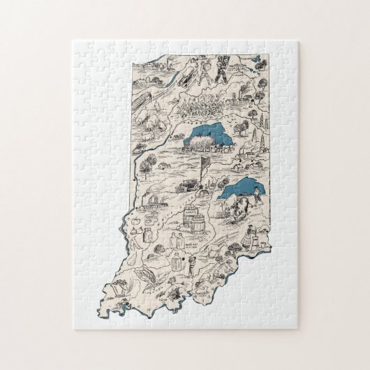インディアナシェイプドパーシーヴィンテージ写真マップ ジグソーパズル (縦)