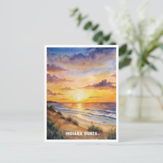 インディアナデュネス国立公園ウォーター絵画カラー ポストカード (スタンド正面)