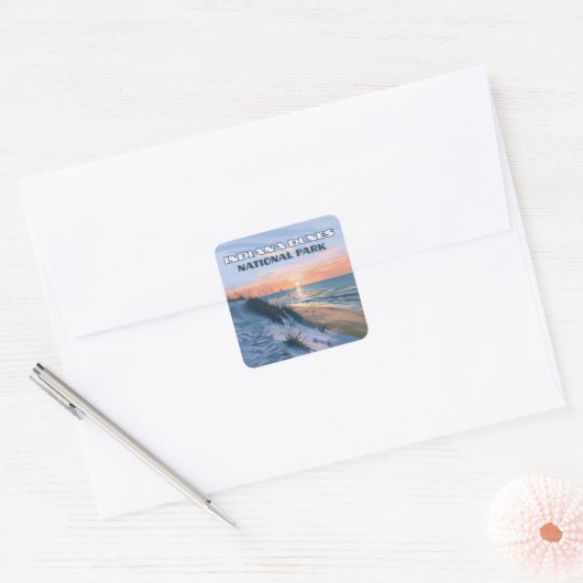 インディアナデュネス国立公園ミシガン湖 スクエアシール (封筒)