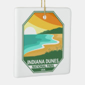 インディアナデュネス国立公園ミニマルレトロエンブレム セラミックオーナメント (右)