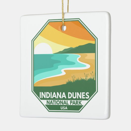 インディアナデュネス国立公園ミニマルレトロエンブレム セラミックオーナメント (左)