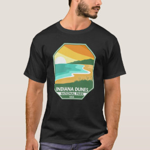 インディアナデュネス国立公園ミニマルレトロエンブレム Tシャツ