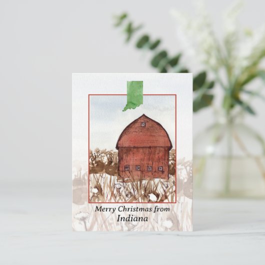 インディアナバーンファーム冬からメリークリスマス シーズンポストカード (スタンド正面)