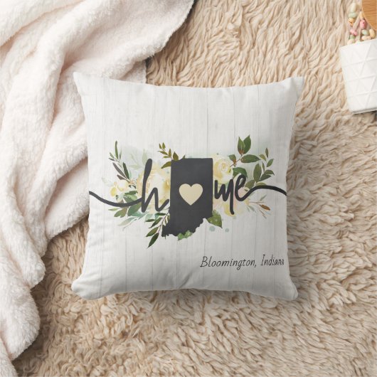 インディアナパーソナライズされた州ユアホームシティ素朴 クッション (ブランケット)