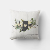 インディアナパーソナライズされた州ユアホームシティ素朴 クッション (正面)