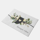 インディアナパーソナライズされた州ユアホームシティ素朴 ドアマット (アングル)