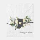 インディアナパーソナライズされた州ユアホームシティ素朴 フリースブランケット (正面)