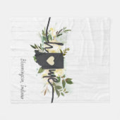 インディアナパーソナライズされた州ユアホームシティ素朴 フリースブランケット (正面(横))