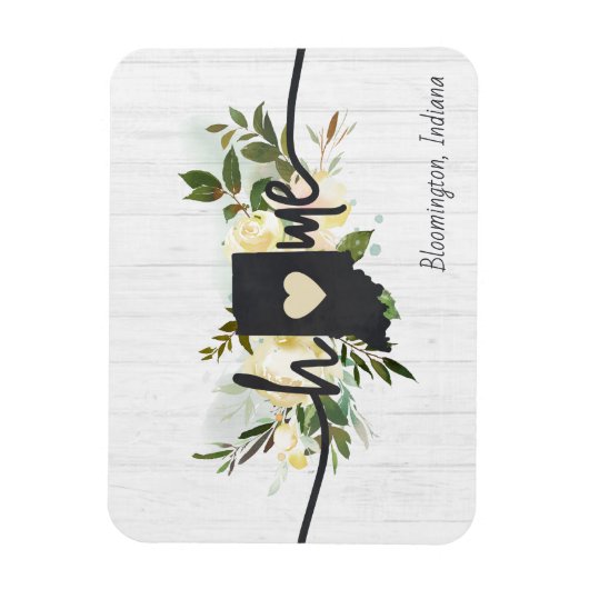 インディアナパーソナライズされた州ユアホームシティ素朴 マグネット (縦)