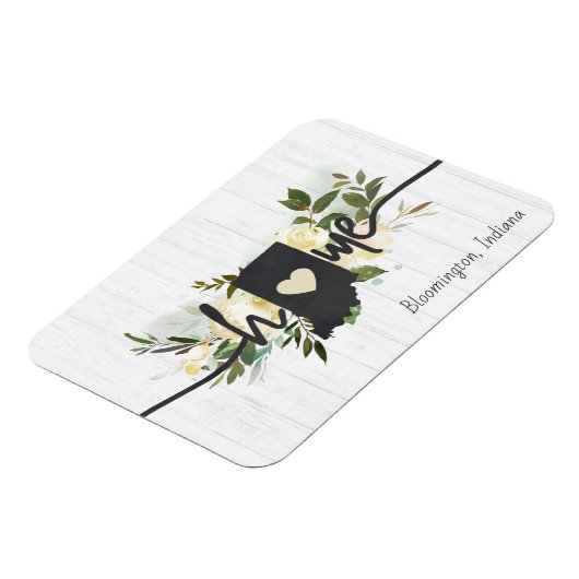 インディアナパーソナライズされた州ユアホームシティ素朴 マグネット (左側)