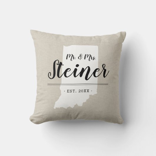 インディアナファミリーモノグラム州装飾用クッション クッション (正面)