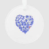 インディアナブルーアメリカン州ハートモザイク オーナメント (裏面)