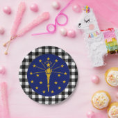 インディアナプレート、バッファロー・プレイド米国・インディアナ州旗 ペーパープレート (パーティー)