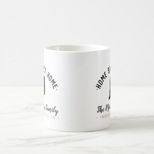インディアナホームスイートホームファミリーモノグラムマグ コーヒーマグカップ (中央)