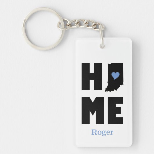 インディアナホームブルーパーソナライズされた キーホルダー (正面)