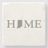 インディアナホーム州マップ形状レターワードアートグレー ストーンコースター (正面)