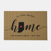 インディアナホーム州 パーソナライズされた ドアマット (正面)