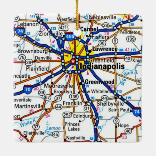 インディアナポリスの地図 セラミックオーナメント (裏面)