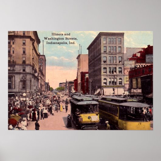 インディアナポリスインディアナダウンタウンビュー ポスター (正面)