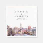 インディアナポリスインディアナデスティネーションスカイライン スタンダードカクテルナプキン (正面)