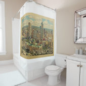インディアナポリスインディアナヴィンテージ旅行 シャワーカーテン (インサイチュ)