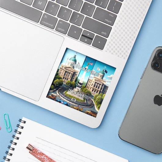 インディアナポリスインディアナ3インチビニールステッカー シール (ノートパソコンとiPhone)