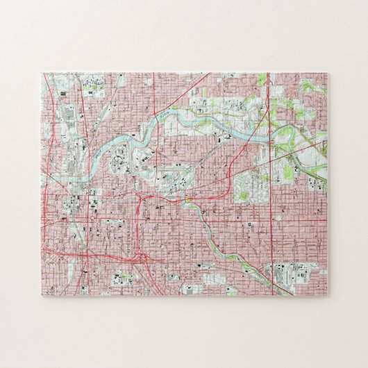 インディアナポリスインディアナ(1967年)のヴィンテージの地図 ジグソーパズル (横)