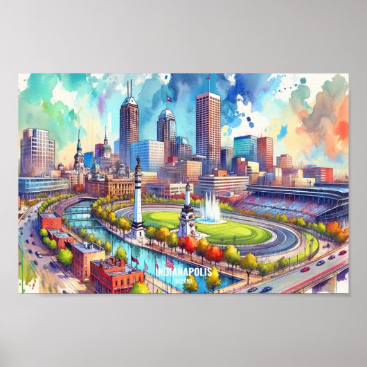 インディアナポリスインディアナUSAトラベルプレース ポスター (正面)