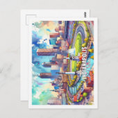 インディアナポリスインディアナUSA有名なプレイスウォータカラー ポストカード (正面/裏面)