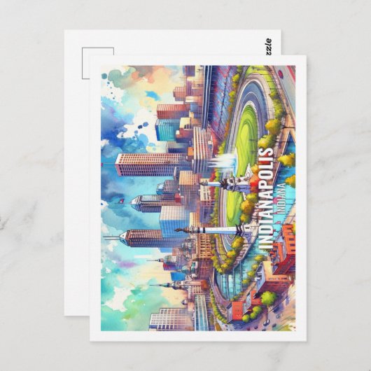 インディアナポリスインディアナUSA有名なプレイスウォータカラー ポストカード (正面/裏面)