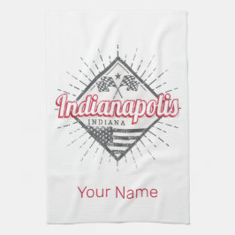 インディアナポリスシティインディアナ統一された州ズUSA キッチンタオル