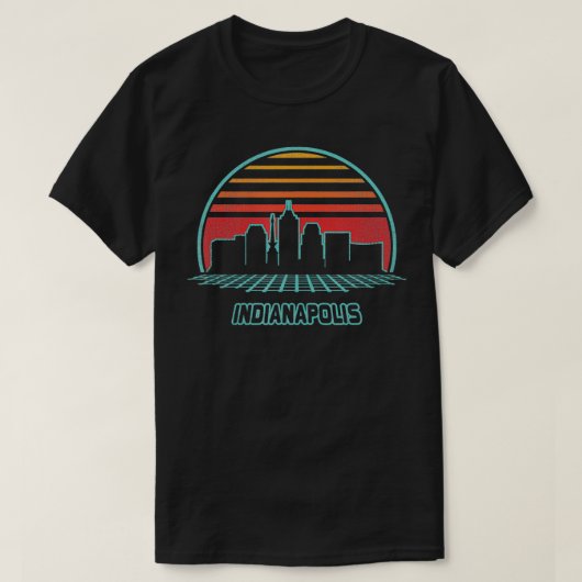 インディアナポリスシティスカイラインレトロ80sスタイルお土産 tシャツ (デザイン正面)