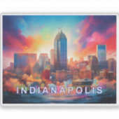 インディアナポリススカイライン抽象芸術アート シール (正面)