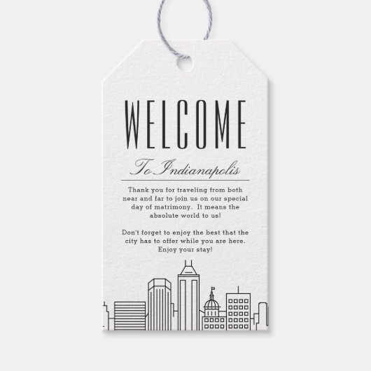 インディアナポリススカイライン |ウェルカムメッセージギフトラベル ギフトタグ (正面)