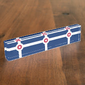 インディアナポリス国旗を掲げた愛国的な机の銘板 デスクネームプレート (側面)