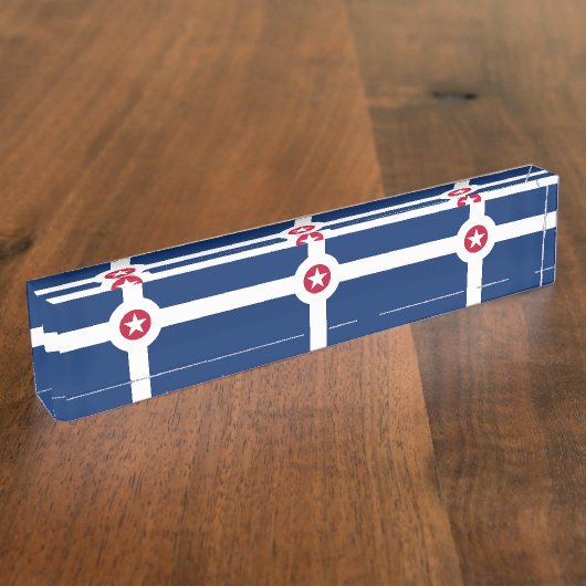 インディアナポリス国旗を掲げた愛国的な机の銘板 デスクネームプレート (側面)