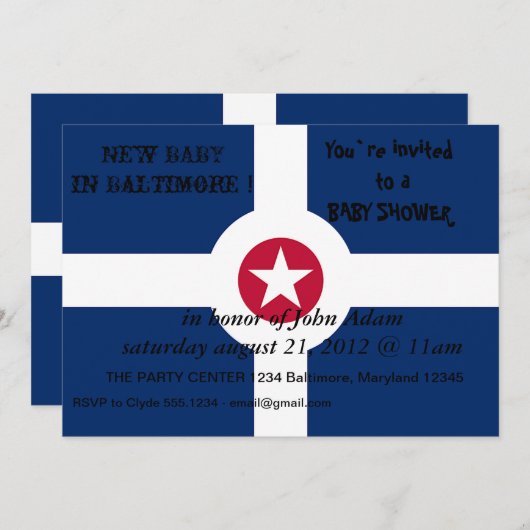 インディアナポリス州旗と赤ちゃんシャワー招待状 招待状 (正面/裏面)