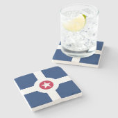 インディアナポリス州旗を持つ愛国的な石コースター ストーンコースター (横)