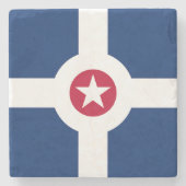 インディアナポリス州旗を持つ愛国的な石コースター ストーンコースター (正面)