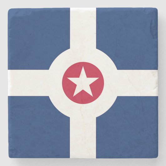 インディアナポリス州旗を持つ愛国的な石コースター ストーンコースター (正面)