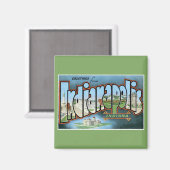 インディアナポリス・インディアナからのご挨拶！ヴィンテージ マグネット (正面/裏面)