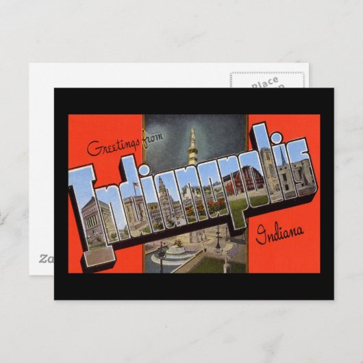 インディアナポリス・インディアナからの挨拶 ポストカード (正面/裏面)