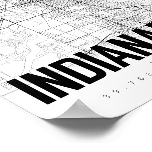 インディアナポリス・インディアナのミニマリスト地図アートポスター ポスター (角)