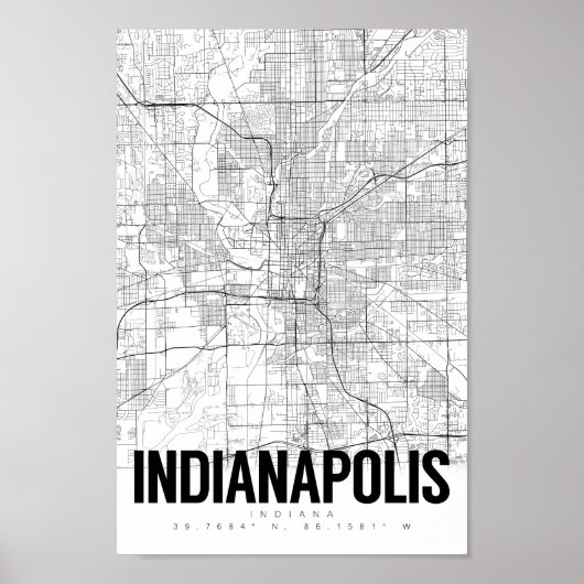 インディアナポリス・インディアナのミニマリスト地図アートポスター ポスター (正面)
