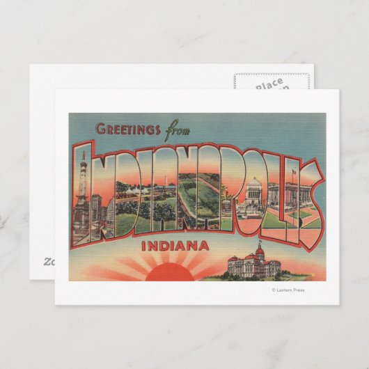 インディアナポリス，インディアナ – ラージレターのシーン2 ポストカード (正面/裏面)