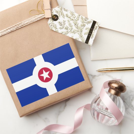 インディアナポリス（インディアナ）州旗 長方形シール (ギフト)