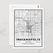 インディアナポリス・インディアナUSAトラベルシティマップ ポストカード (正面/裏面)