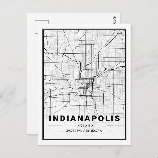 インディアナポリス・インディアナUSAトラベルシティマップ ポストカード (正面/裏面)
