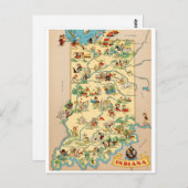 インディアナヴィンテージの地図 ポストカード (正面/裏面)